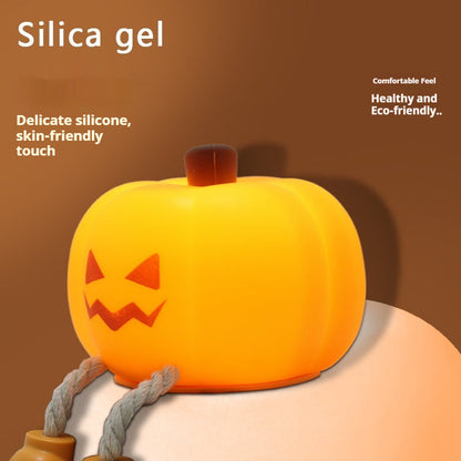Cute Pumpkin Silicone LED Night Light — Soft Glow, USB Rechargeable, Timer Function